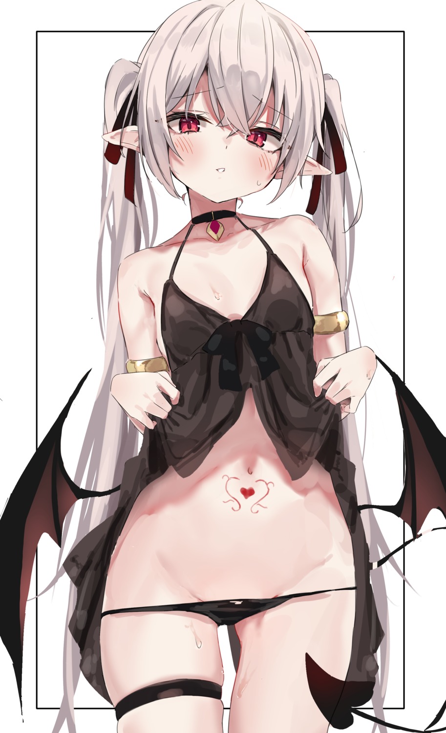 garter loli pantsu pointy_ears tail tattoo toshizou_(0714) wings