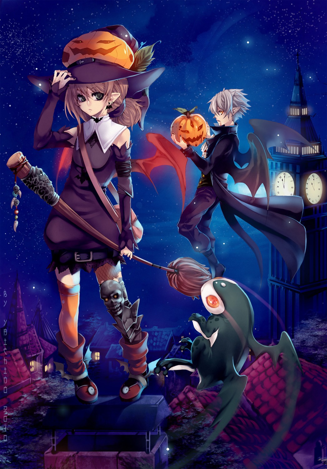 halloween thighhighs wings witch yaichino