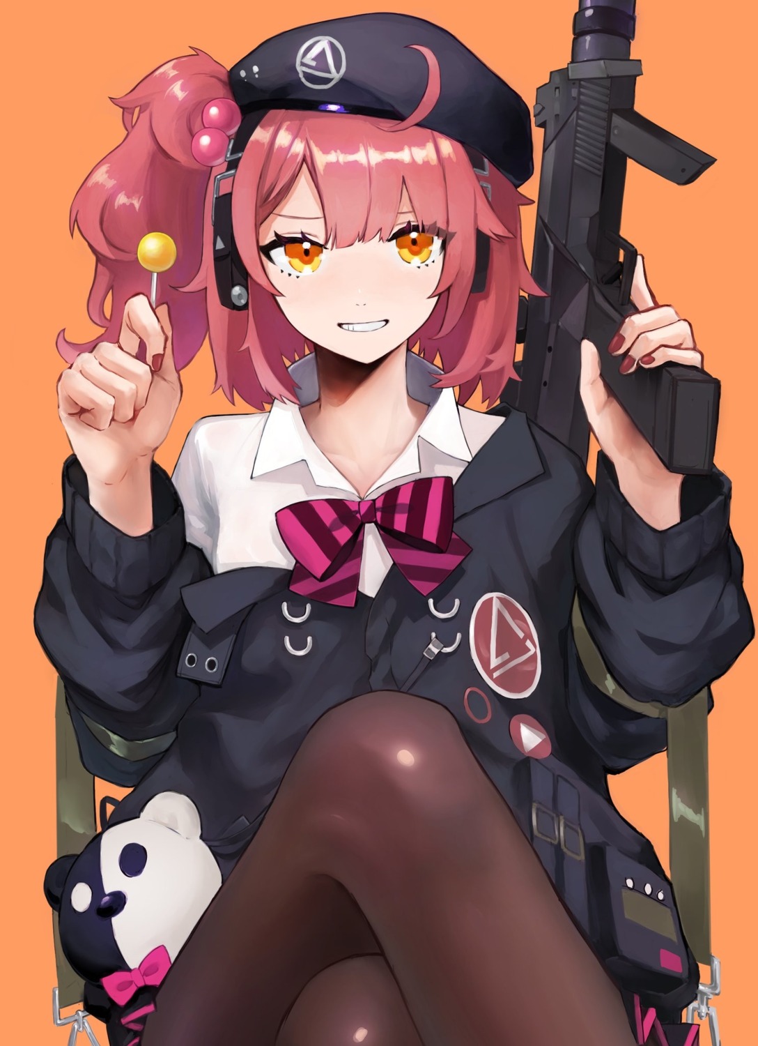 girls_frontline gun headphones mp7_(girls_frontline) pantyhose seifuku zirou