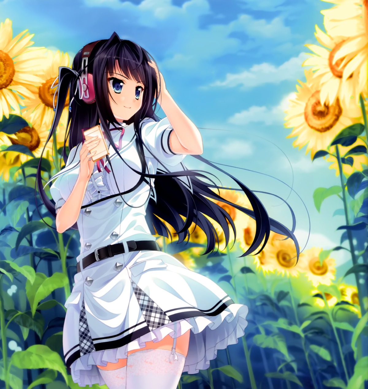 headphones manaduru_misaki moonstone natsu_no_iro_no_nostalgia seifuku stockings thighhighs yamakaze_ran