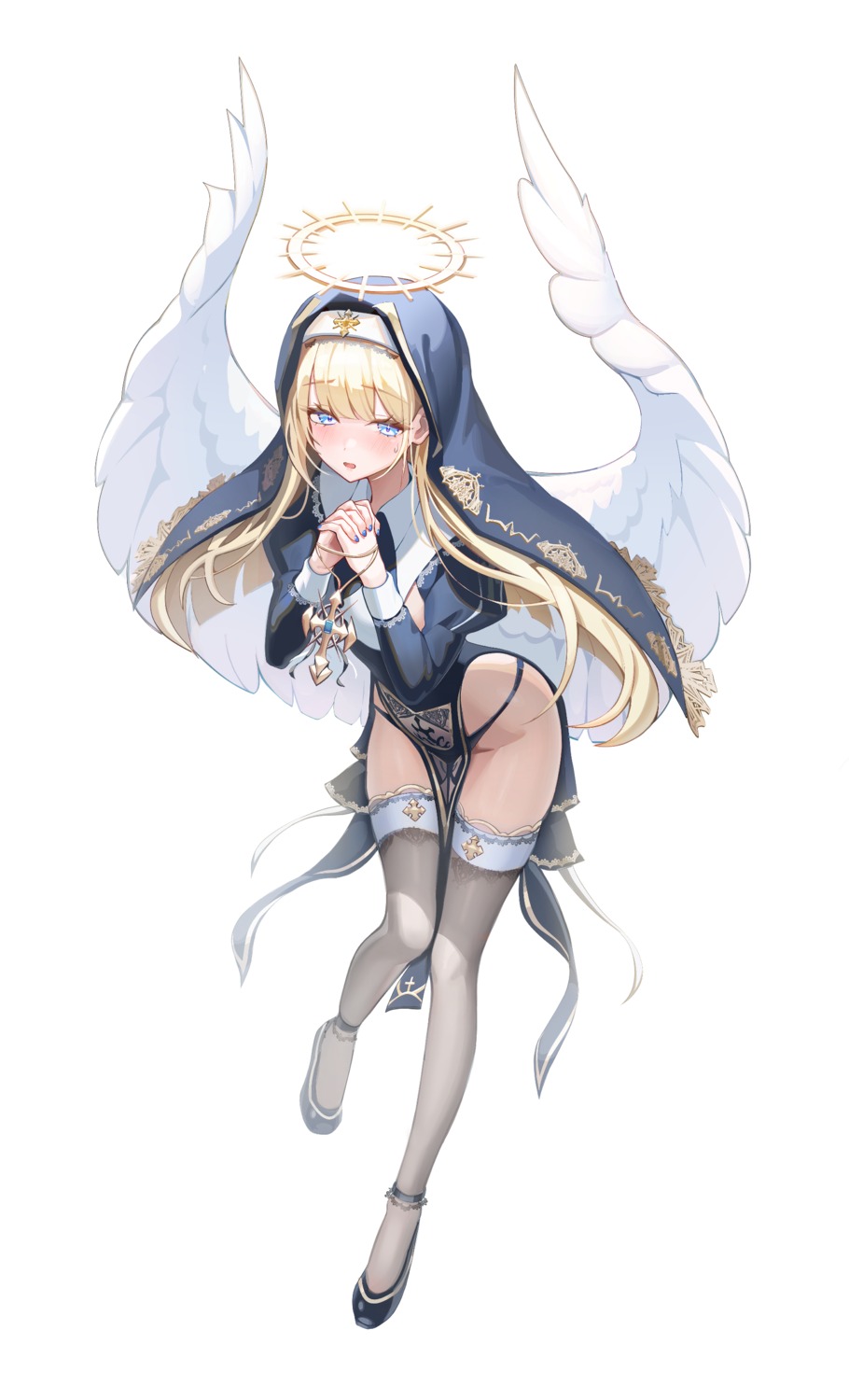 angel kira_(kira78718520) nun pantsu thighhighs wings