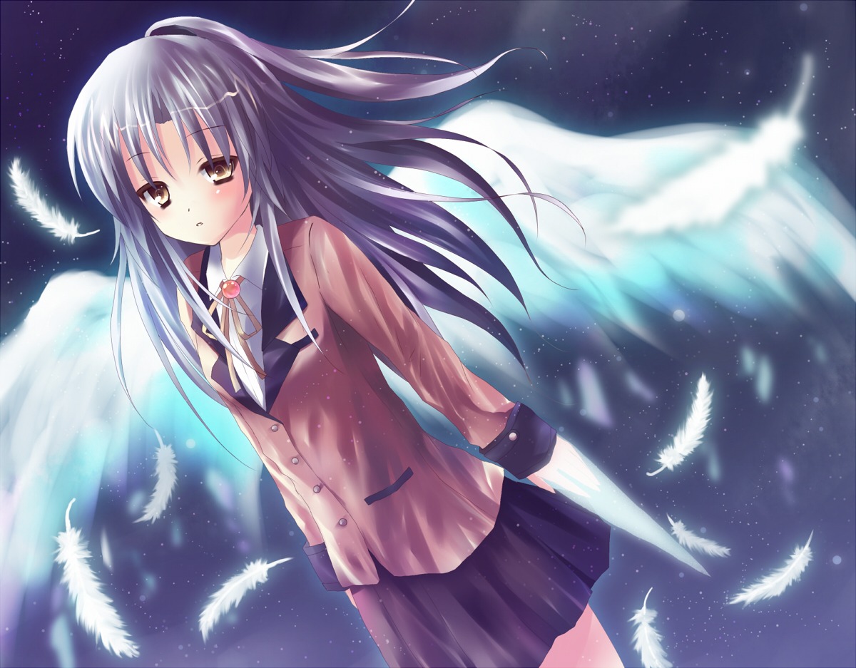 angel_beats! hane_riu seifuku tenshi wings