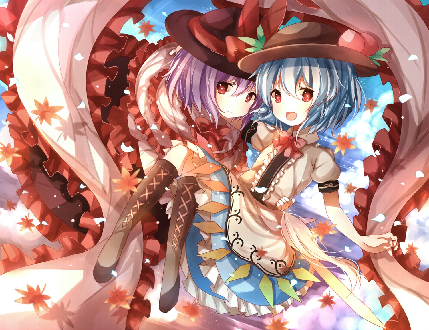 dress hinanawi_tenshi lolita_fashion nagae_iku touhou tsukimi_(xiaohuasan)