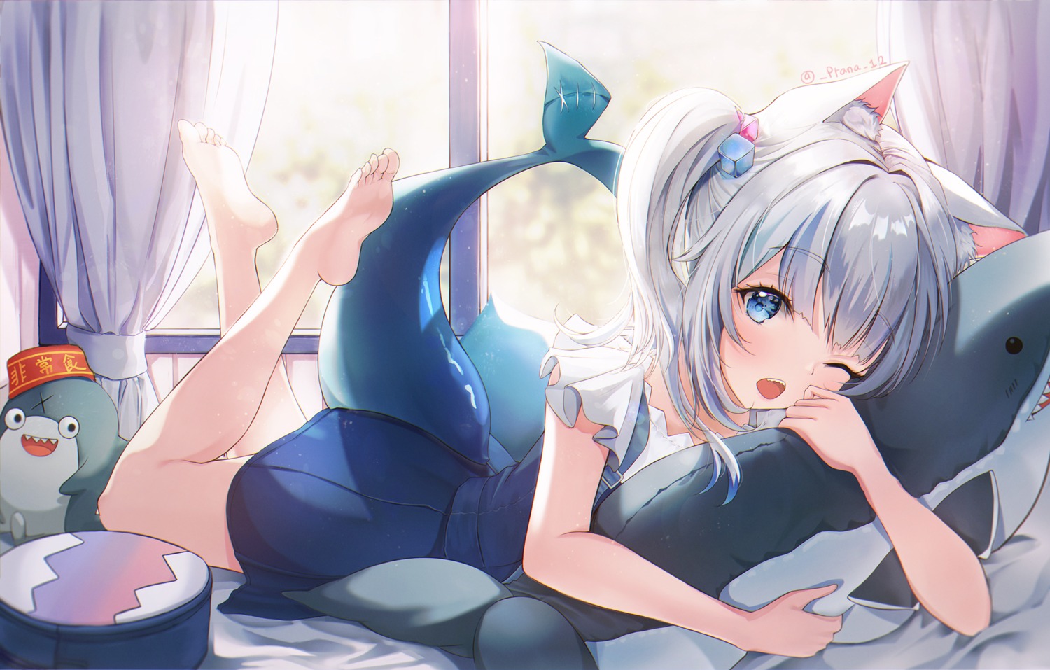 animal_ears feet gawr_gura hololive hololive_english nekomimi prana_(prana12) tail