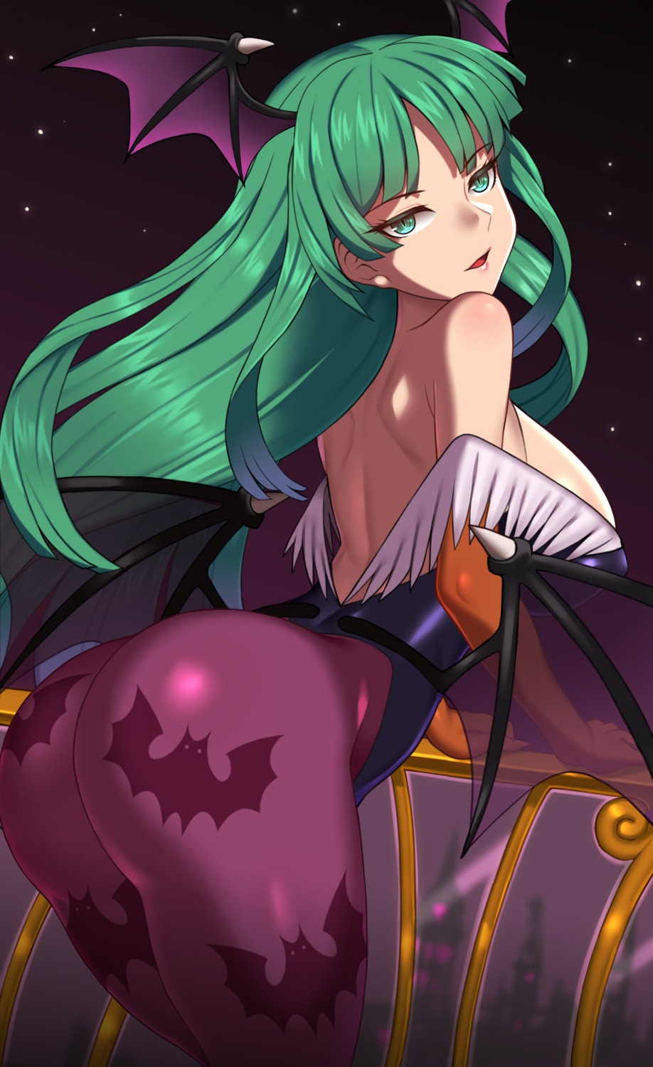 ass dark_stalkers leotard morrigan_aensland no_bra nt00 pantyhose wings