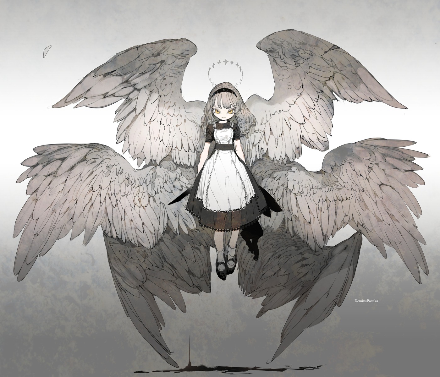 angel dress posuka_demizu see_through sketch weapon wings