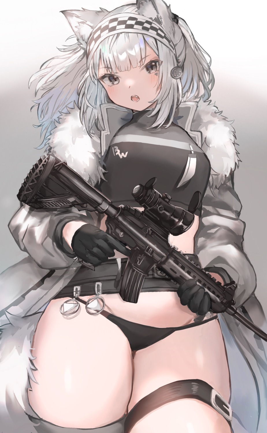 animal_ears garter gun kitsune pantsu sorotu tail thighhighs