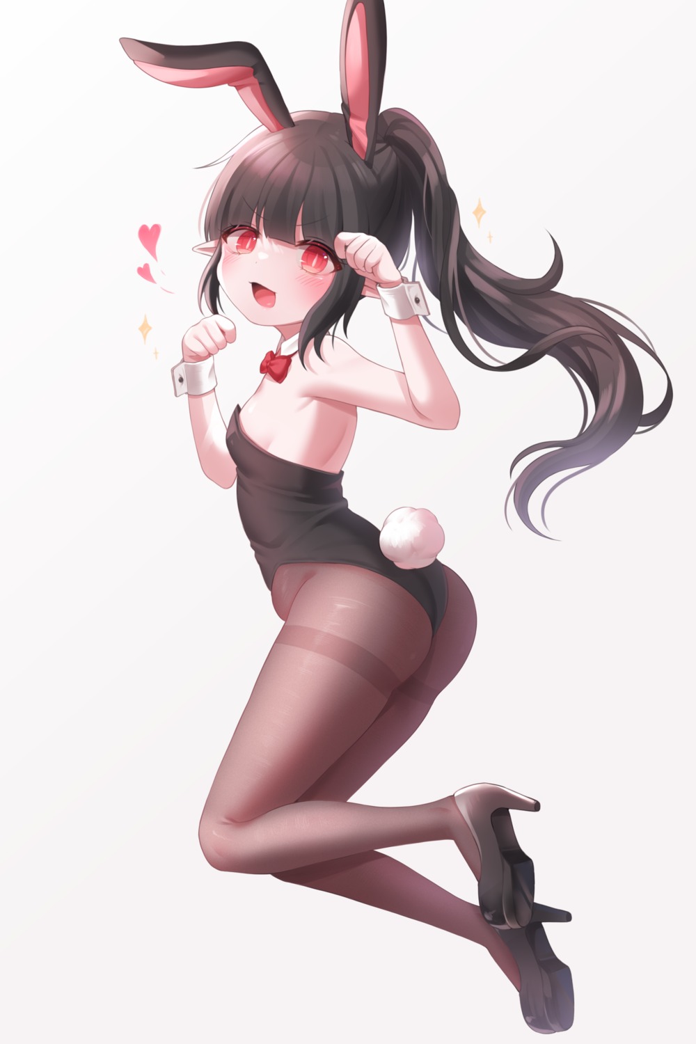 animal_ears ass bunny_ears bunny_girl heels honyang loli no_bra pantyhose pointy_ears tail