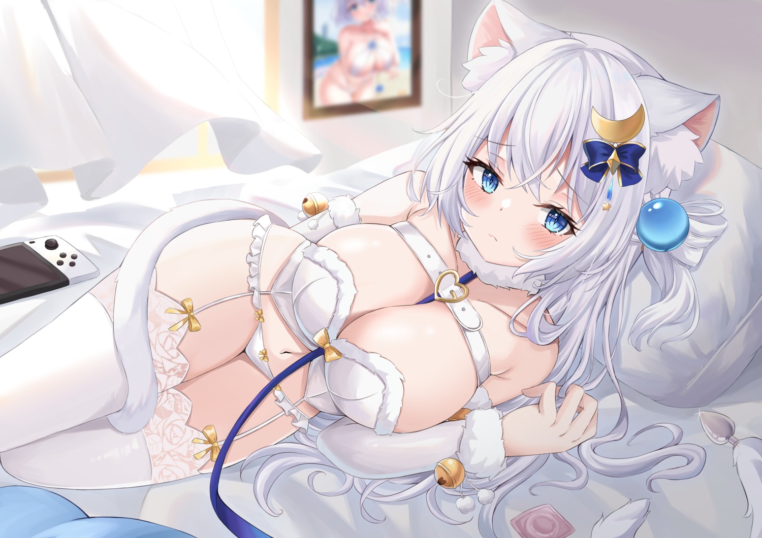 animal_ears bra garter_belt kurashina_yuzuki nekomimi pantsu stockings tail thighhighs thong