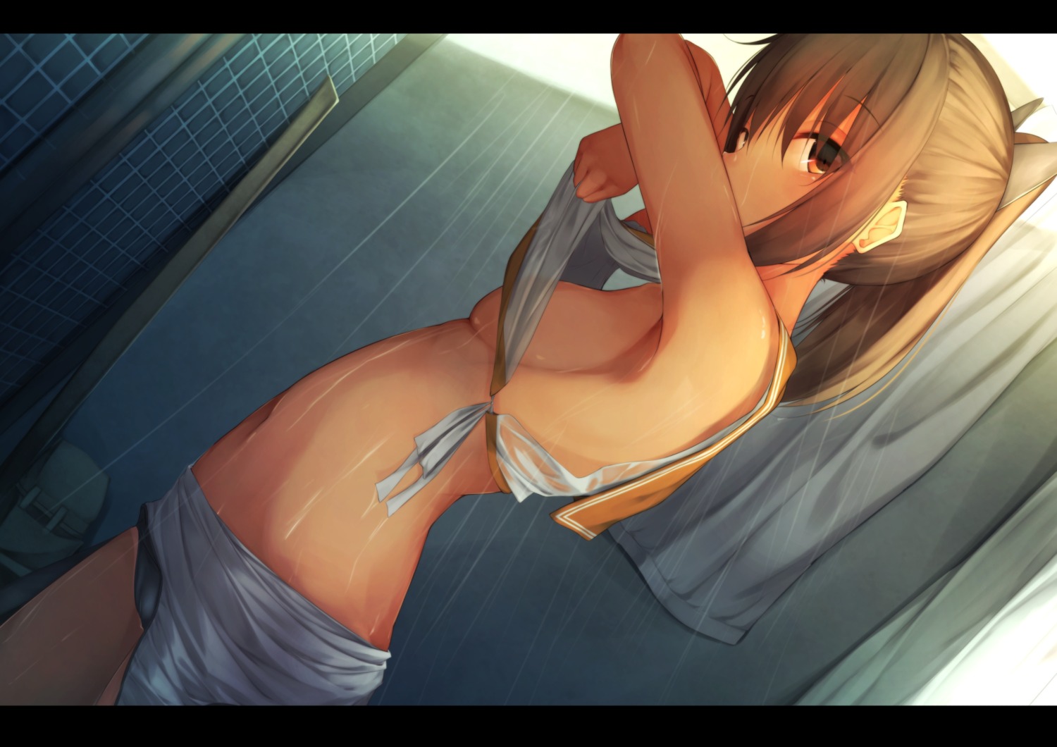 cameltoe i-401_(kancolle) kantai_collection rerrere school_swimsuit see_through swimsuits undressing wet wet_clothes