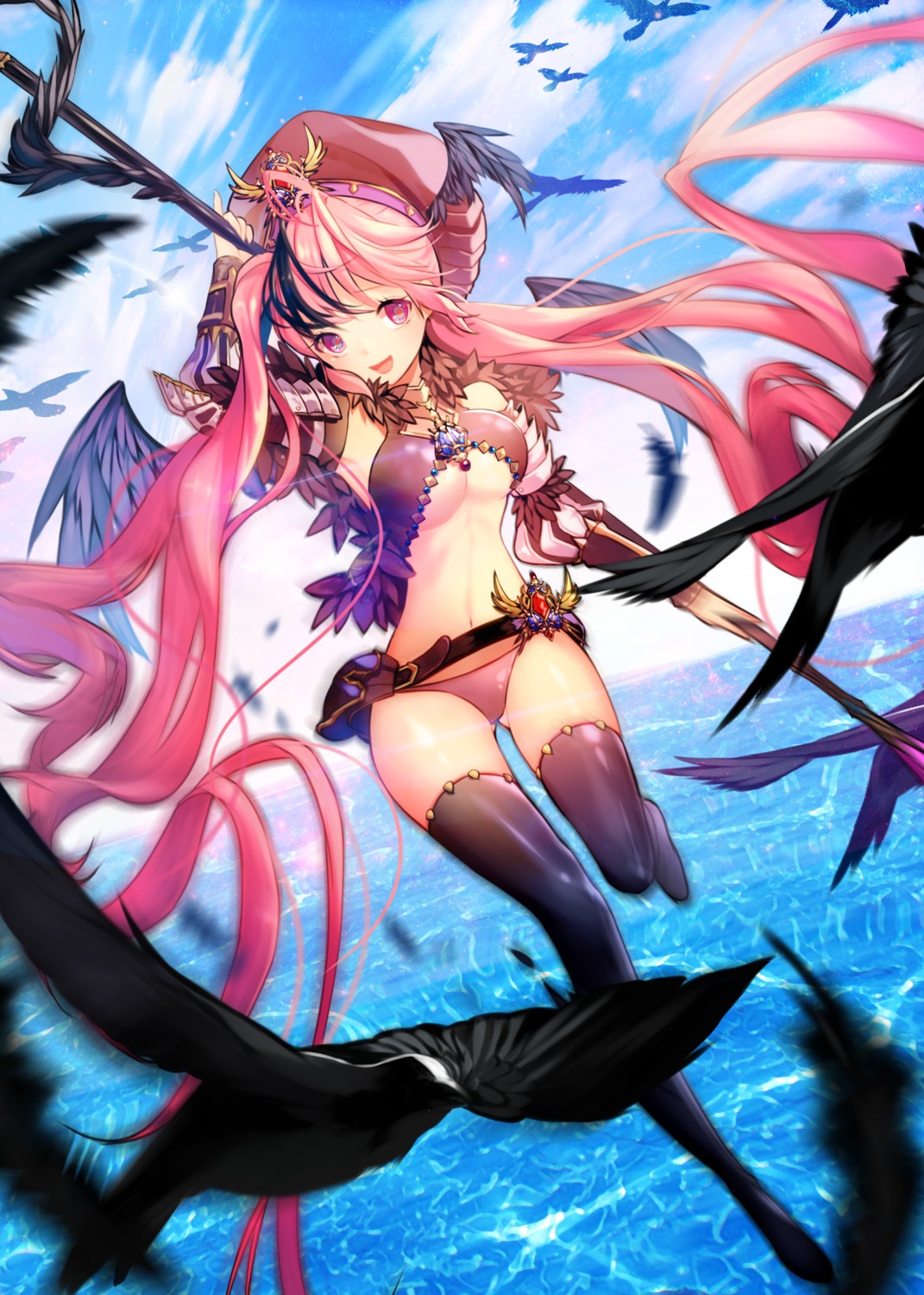 bikini sukja swimsuits thighhighs underboob weapon wings