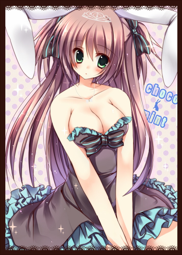 amane_ruri animal_ears bunny_ears cleavage