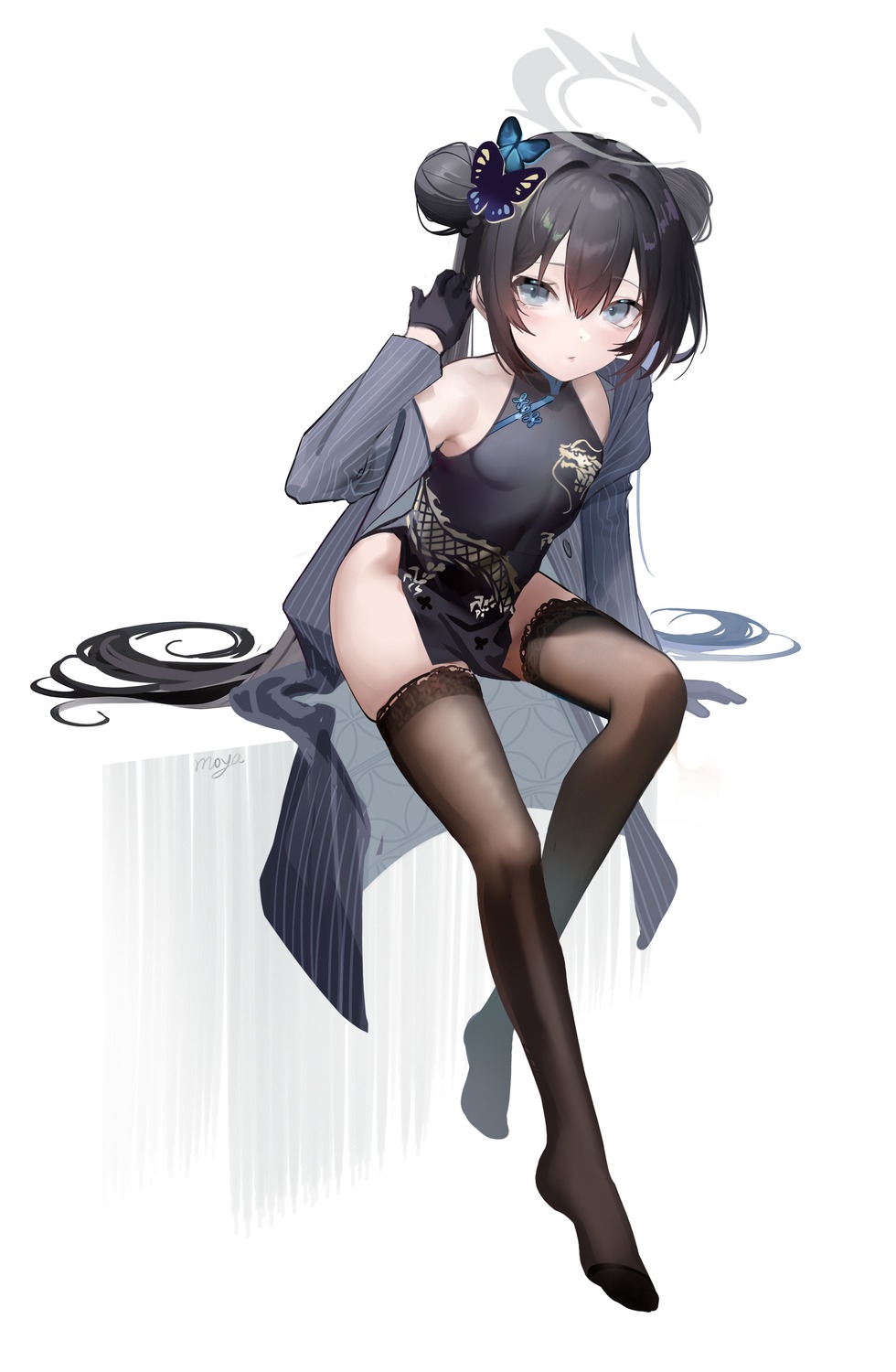 blue_archive chinadress halo loli moya_(pixiv6121219) ryuuge_kisaki thighhighs