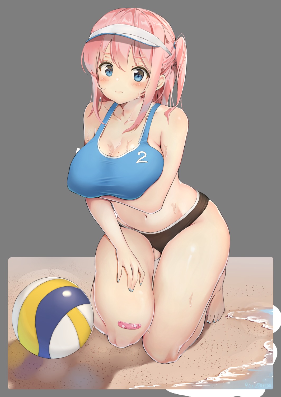 aymusk bandaid breast_hold cleavage swimsuits transparent_png wet