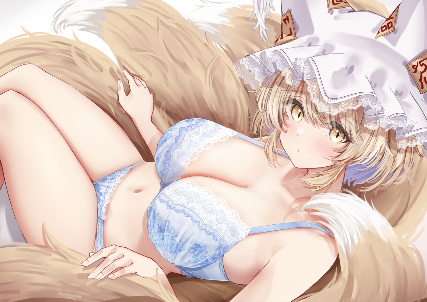 animal_ears bra kitsune pantsu sarasadou_dan tail touhou yakumo_ran