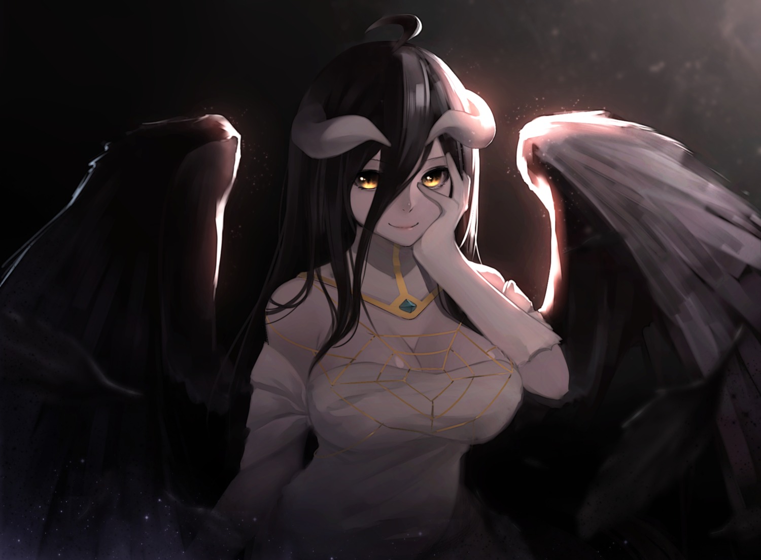 albedo_(overlord) ariinine cleavage horns overlord wings