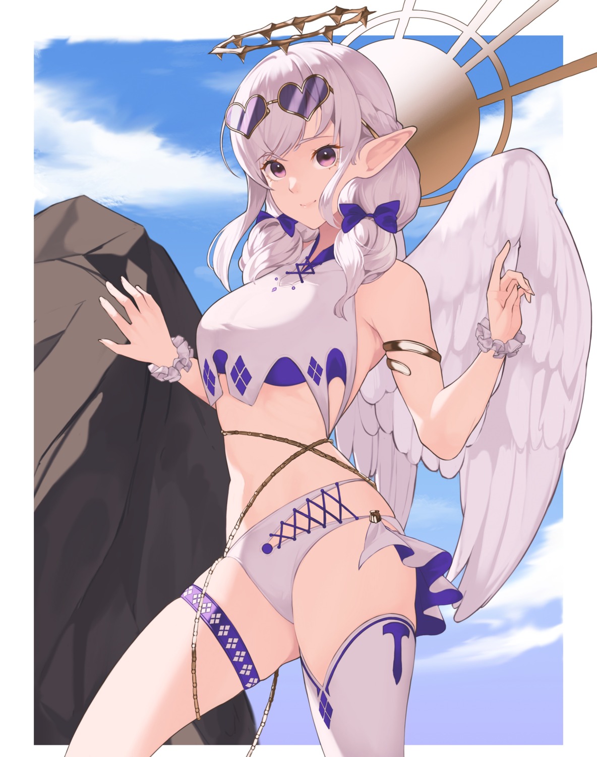 angel bikini cynd garter megane pointy_ears swimsuits thighhighs wings