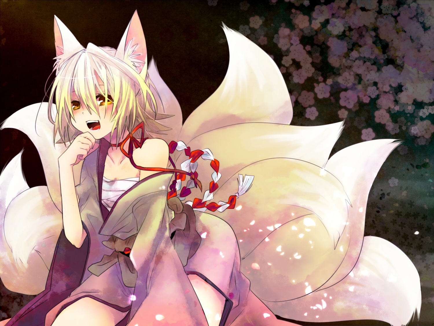 animal_ears kagamine_rin kitsune sarashi tail taketaro vocaloid