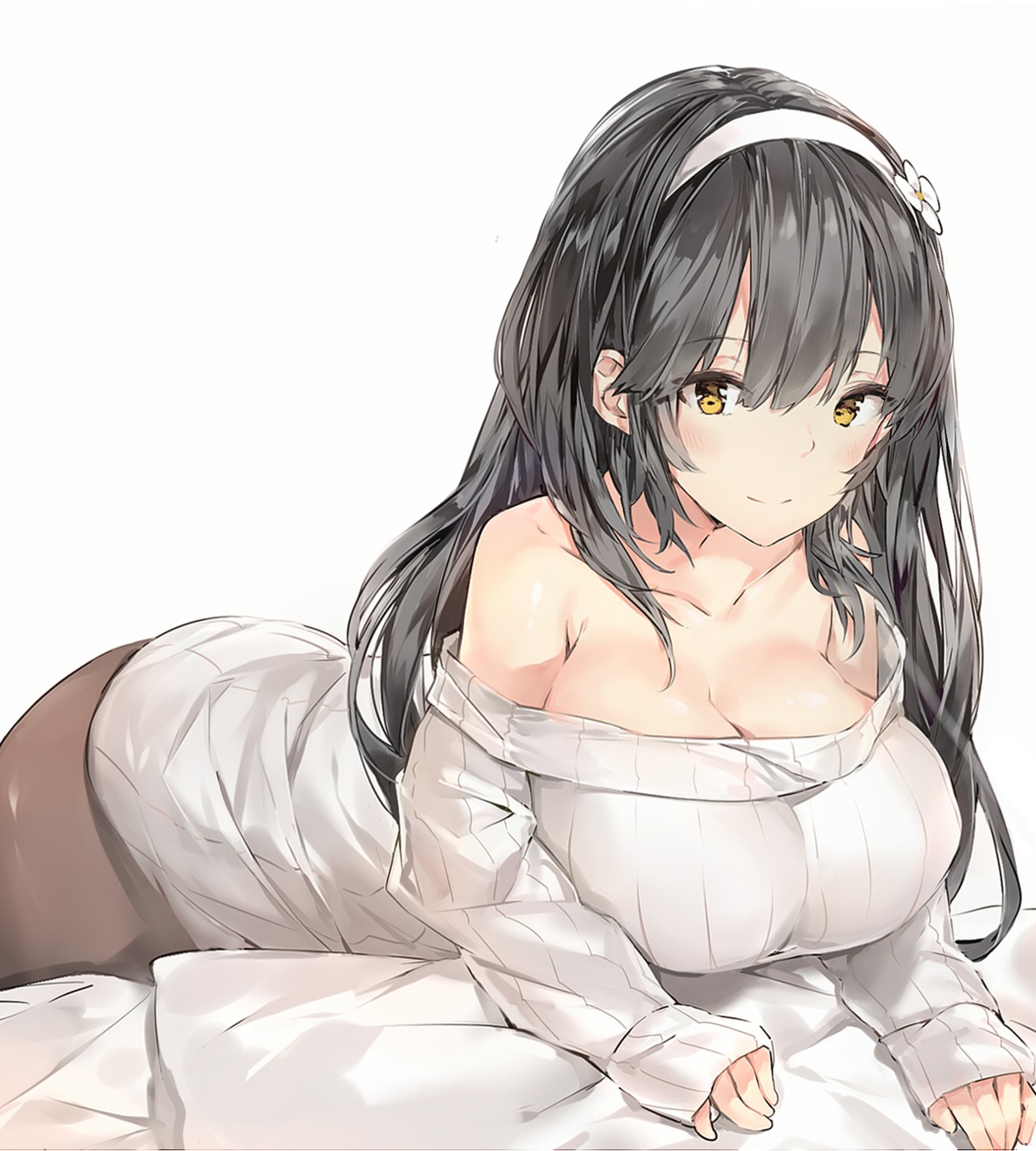 cleavage girls_frontline pantyhose qbz-95_(girls_frontline) silver_(chenwen) sweater