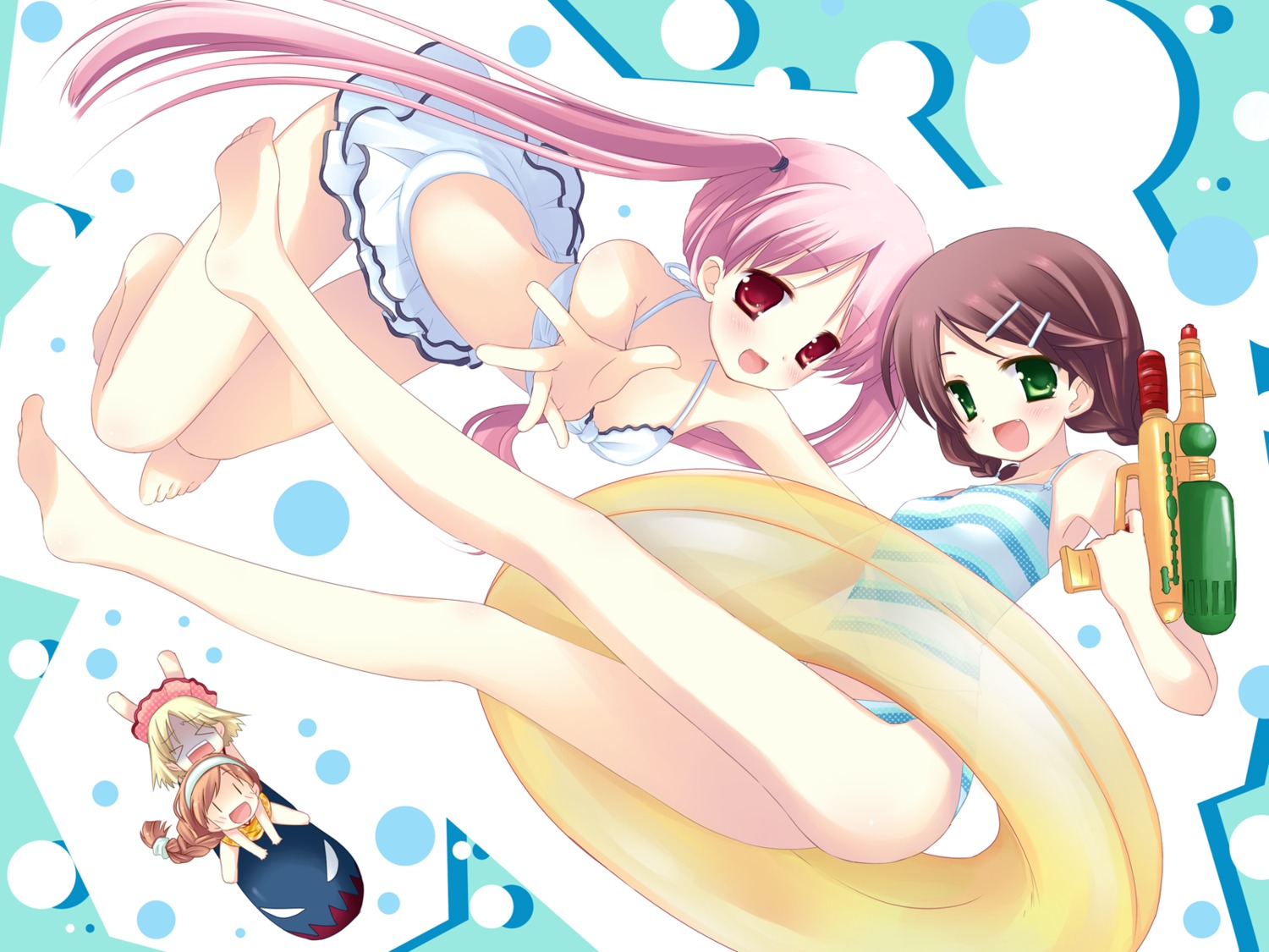 cuffs garden himemiya_ruri hoshino_erika natsume_eri rindou_mana suzumura_azami swimsuits wallpaper