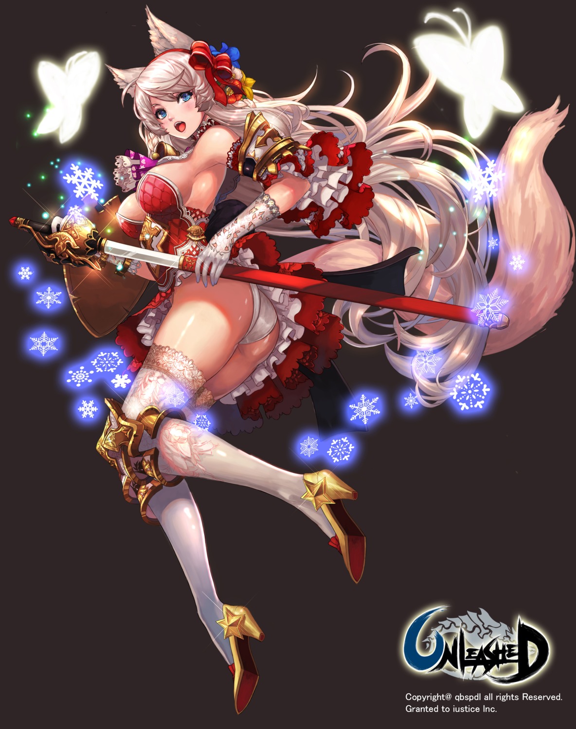 animal_ears armor ass dress heels no_bra pantsu qbspdl sword tail thighhighs unleashed