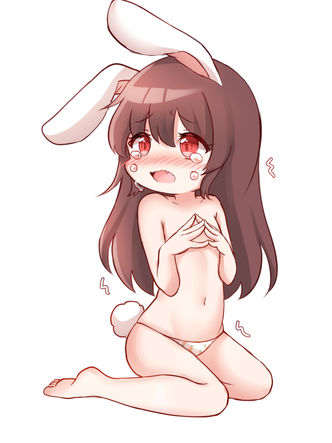 animal_ears breast_hold bunny_ears honyang loli pantsu tail topless