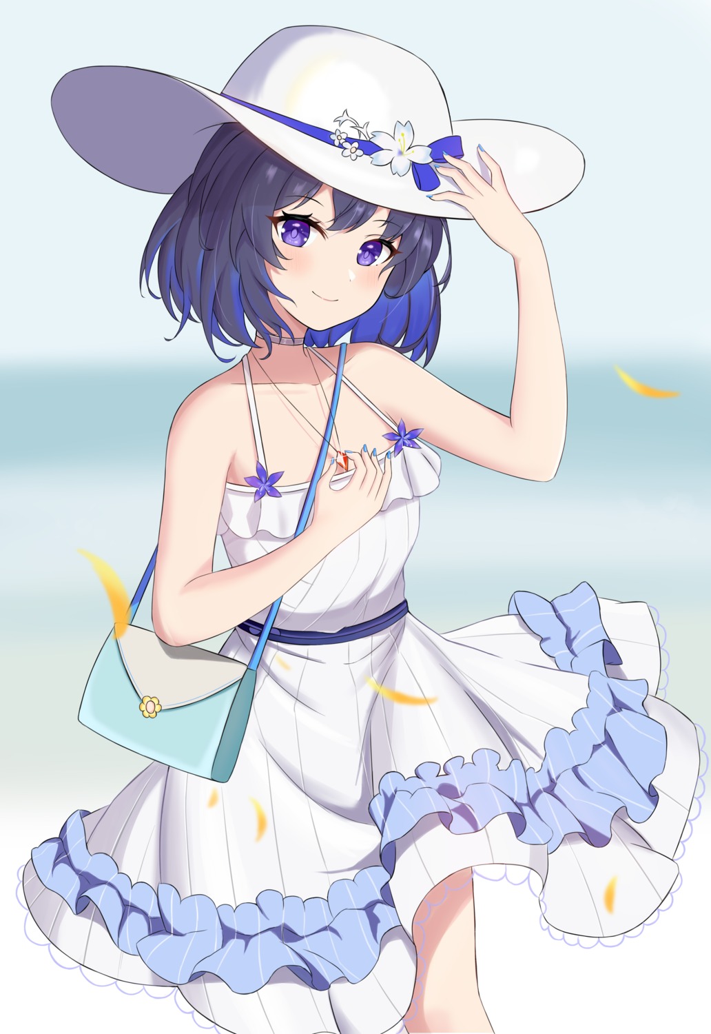 benghuai_xueyuan dress honkai_impact no_bra seele_vollerei skirt_lift summer_dress taw_(993004677)