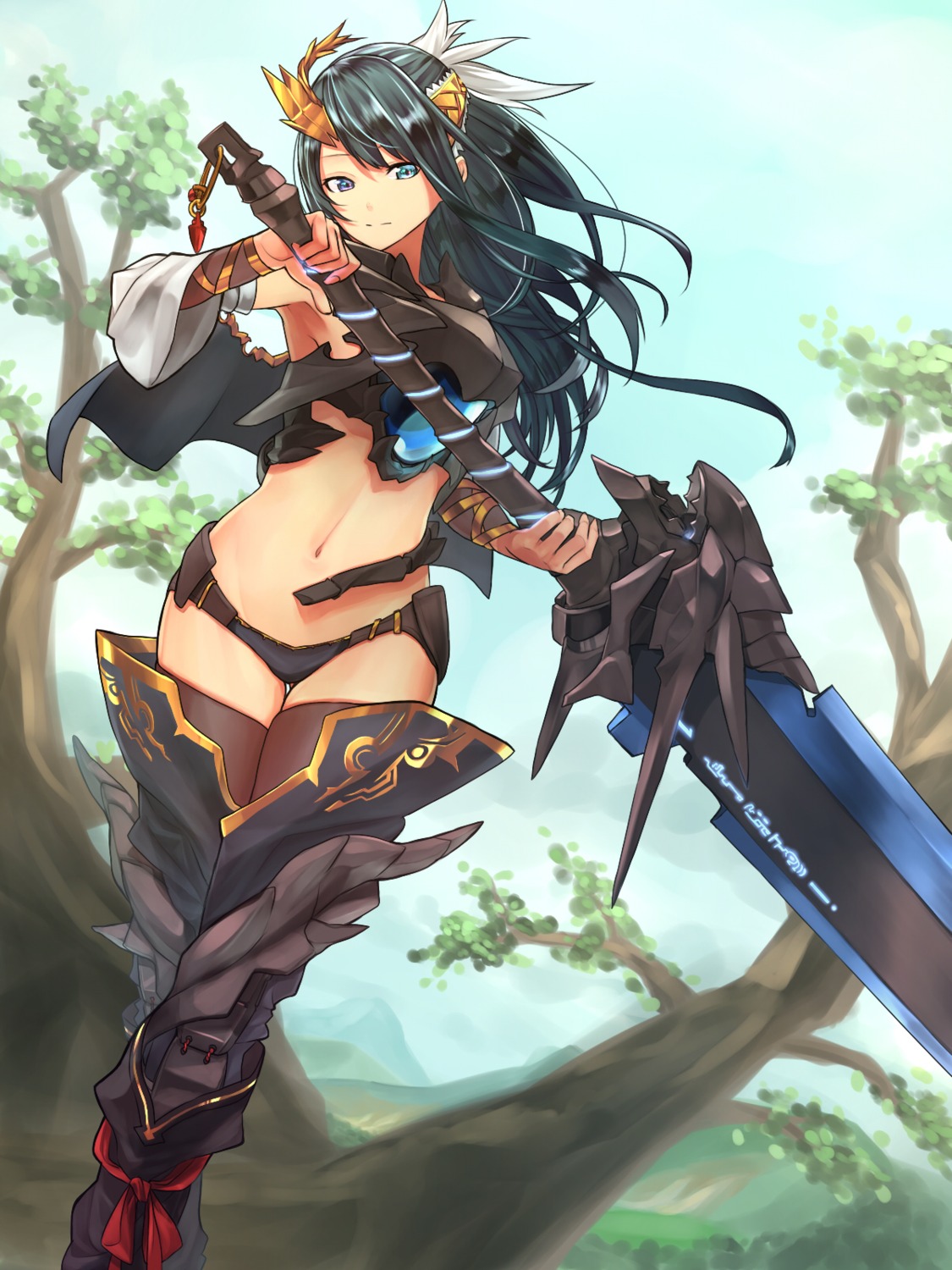 armor baffu pantsu sword thighhighs