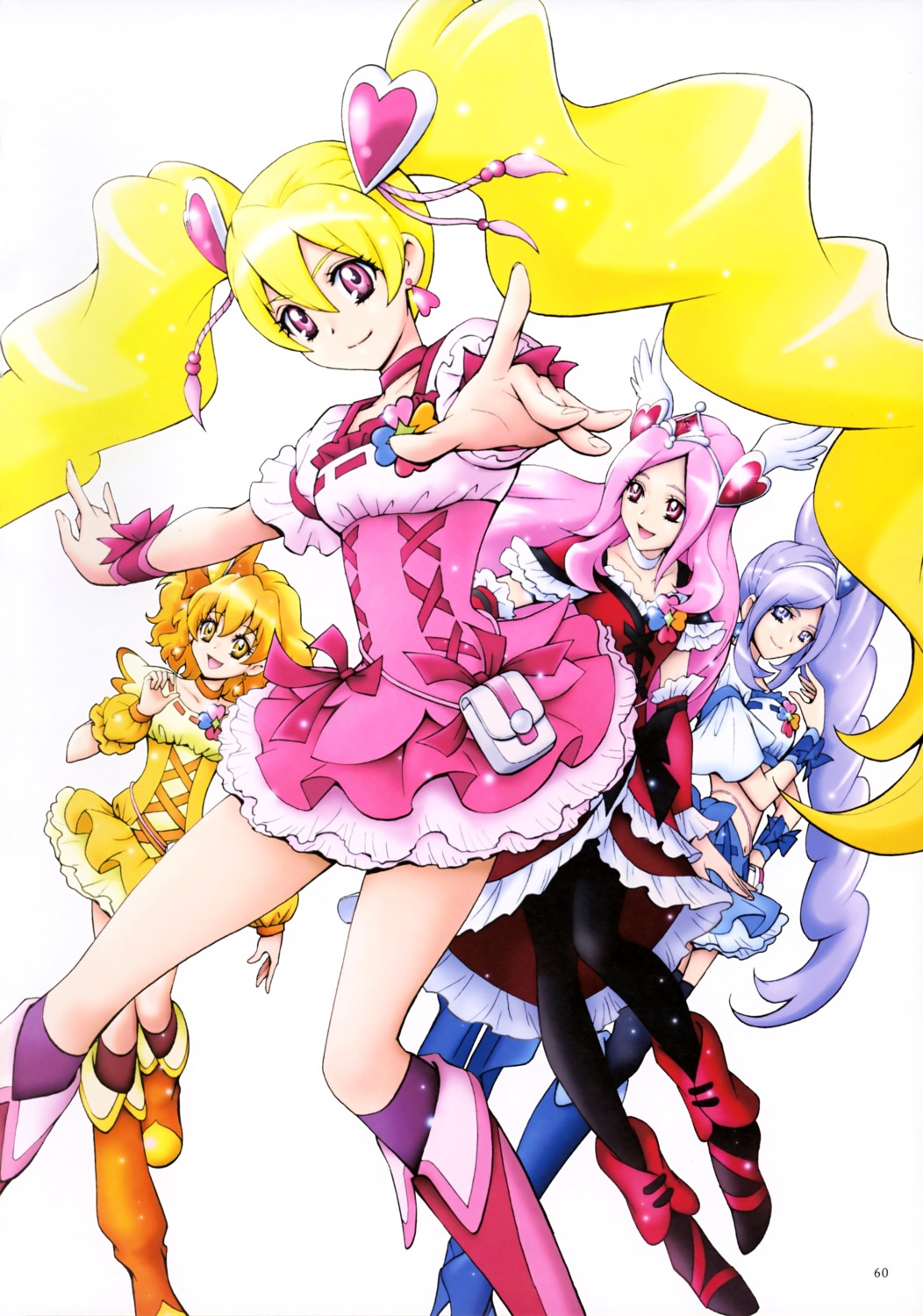 aono_miki dress fresh_precure! heels higashi_setsuna kamikita_futago momozono_love pantyhose precure thighhighs yamabuki_inori