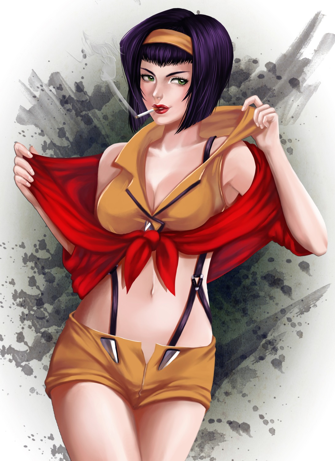 cleavage cowboy_bebop faye_valentine smoking undressing yoneyu