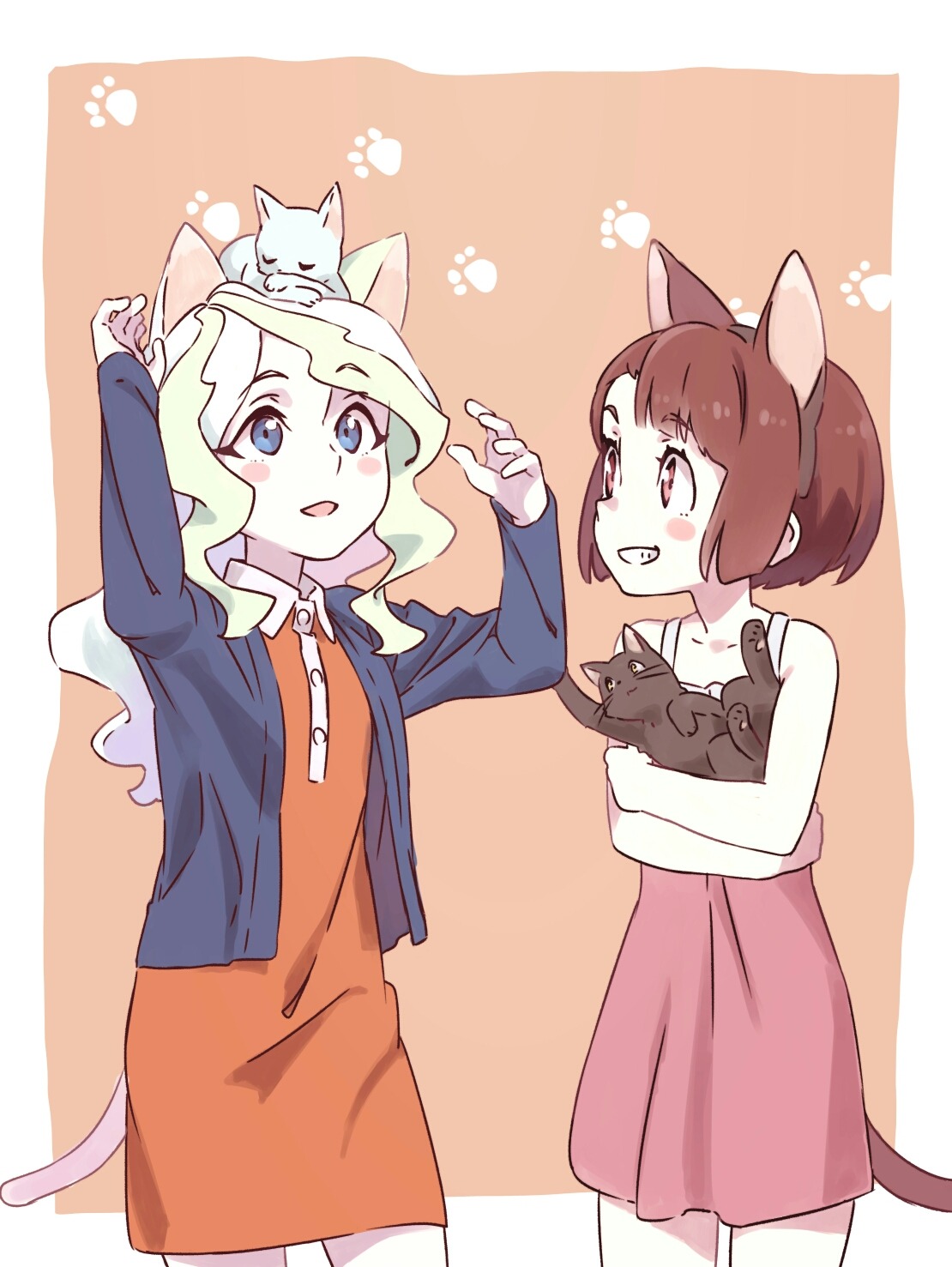 animal_ears atsuko_kagari diana_cavendish dress little_witch_academia neko nekomimi summer_dress tail tama_(sin05g)