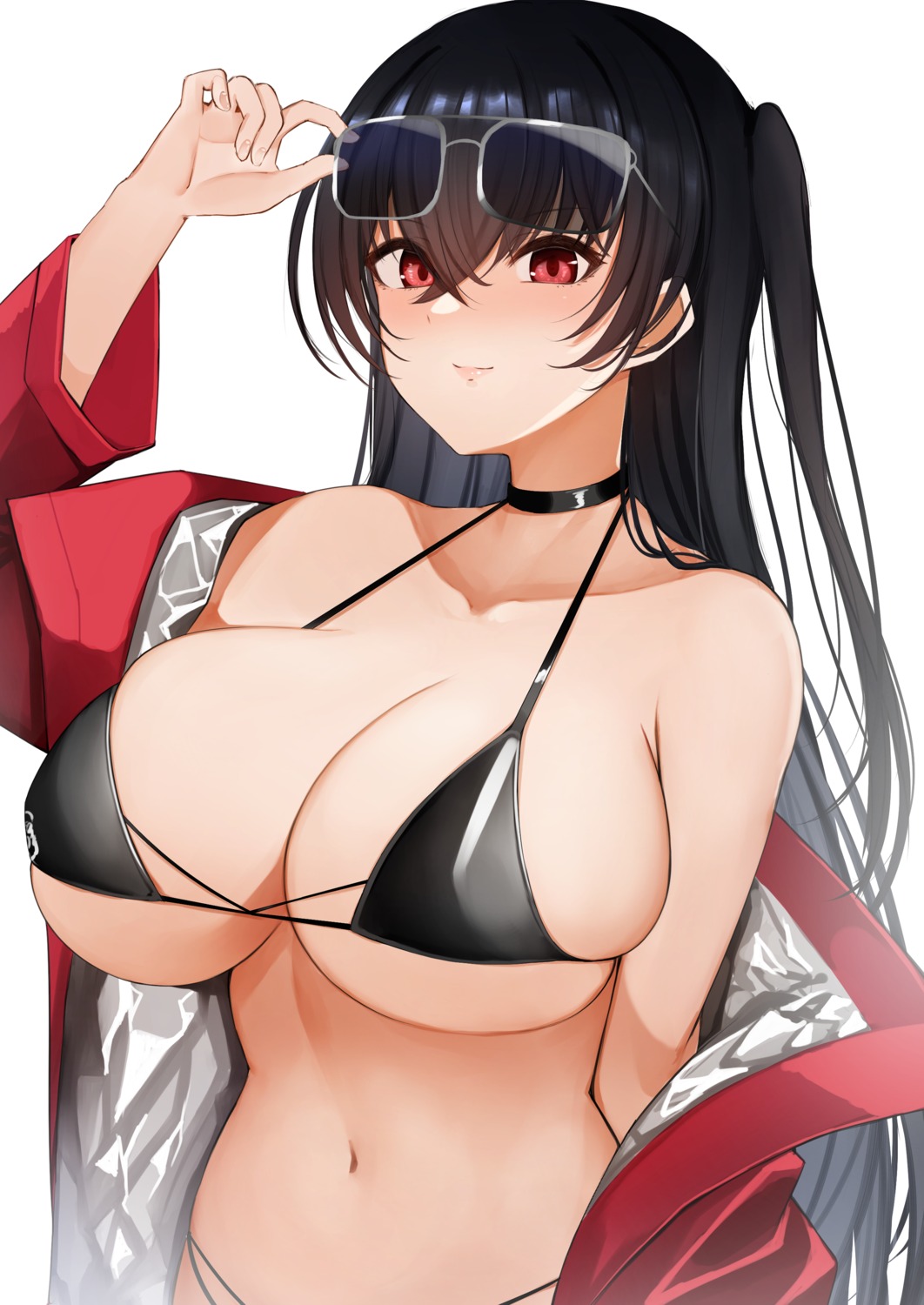 azur_lane bikini megane open_shirt pnatsu swimsuits taihou_(azur_lane)