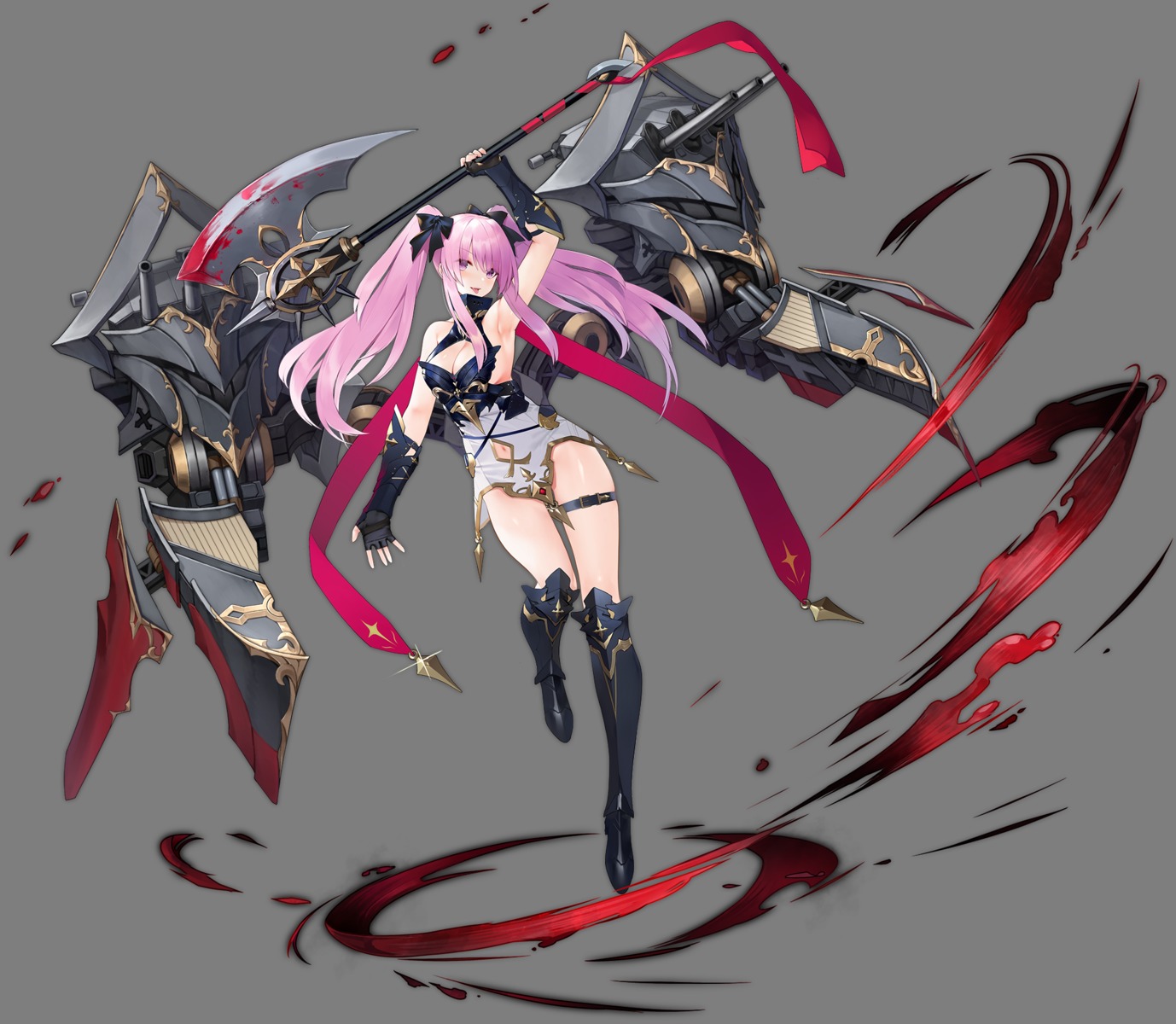 armor azur_lane blood garter la_galissonniere_(azur_lane) no_bra suisai. transparent_png weapon