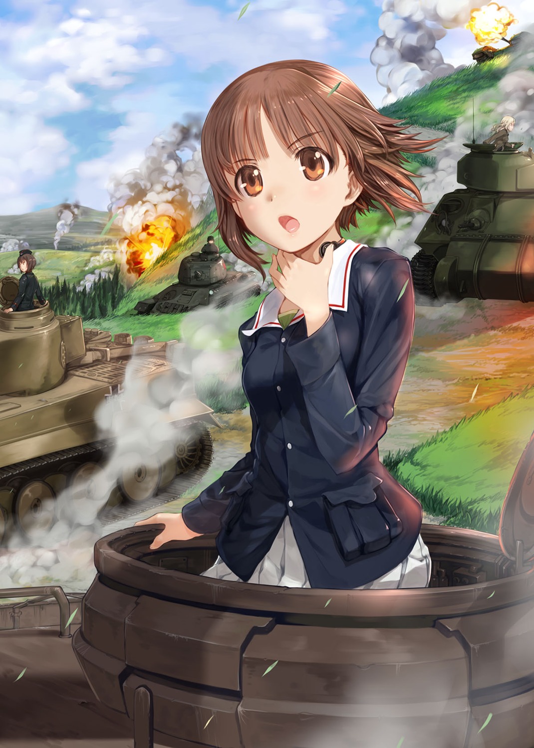 girls_und_panzer katyusha kay_(girls_und_panzer) mikazuki_akira nishizumi_maho nishizumi_miho uniform