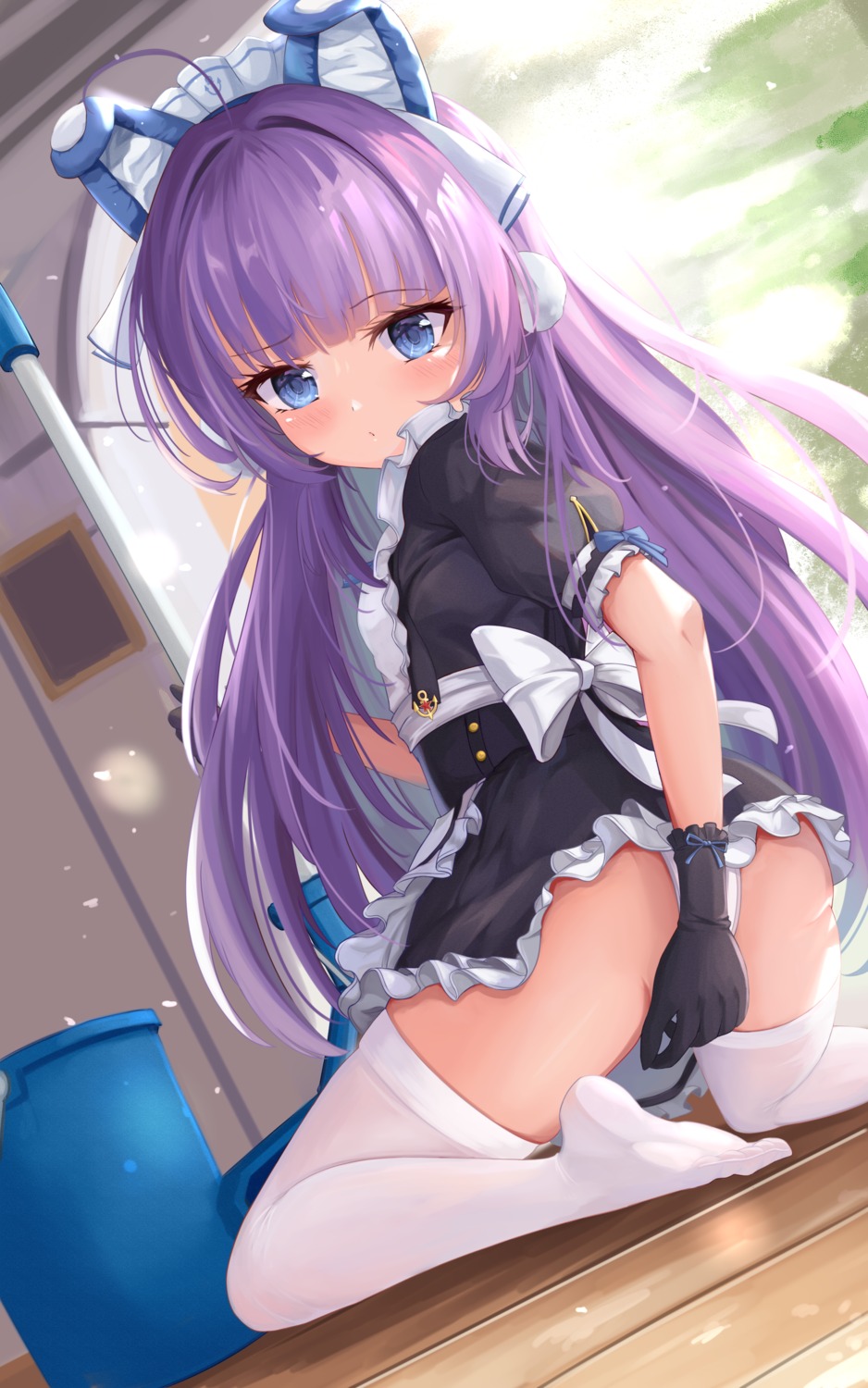 ass azur_lane feet loli maid pantsu sechka skirt_lift tashkent_(azur_lane) thighhighs