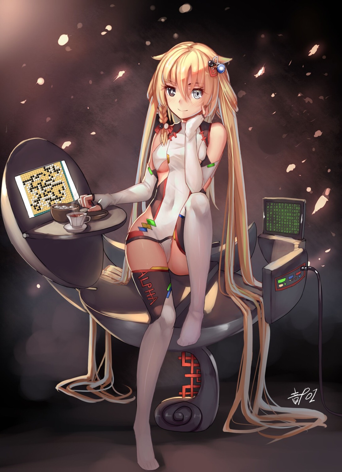 alphago anthropomorphization heterochromia leotard musyne_xsk thighhighs