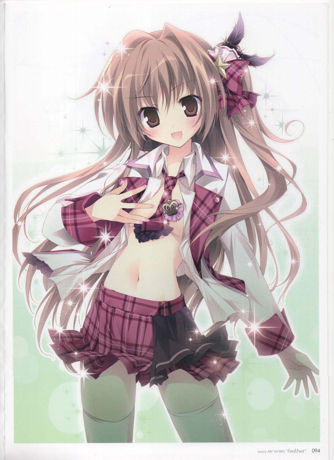 aomi_maika karory no_bra open_shirt raw_scan seifuku skirt_lift thighhighs