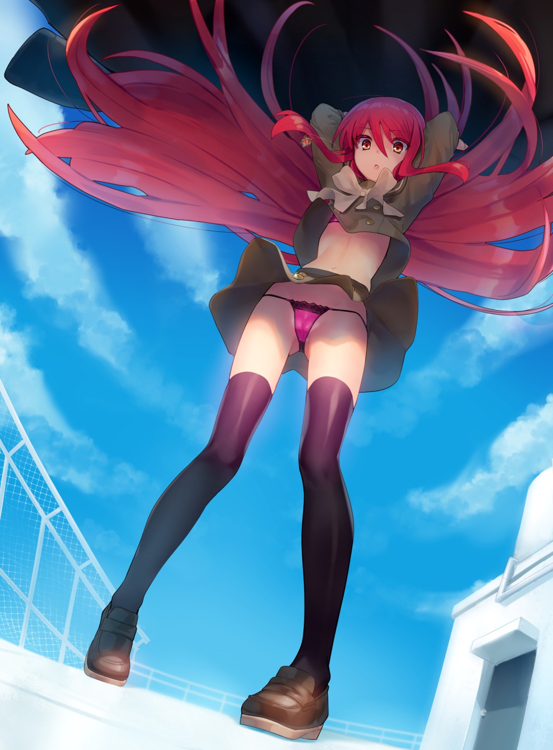 bra cameltoe ohlia pantsu seifuku shakugan_no_shana shana shirt_lift skirt_lift thighhighs