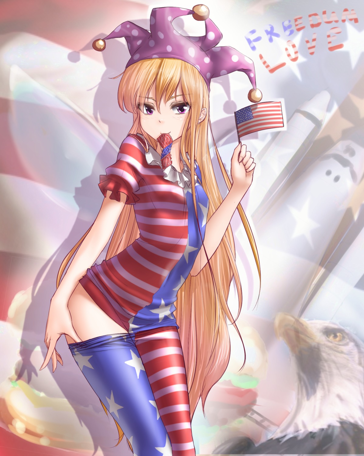 clownpiece hater_(artist) nopan pantyhose touhou undressing