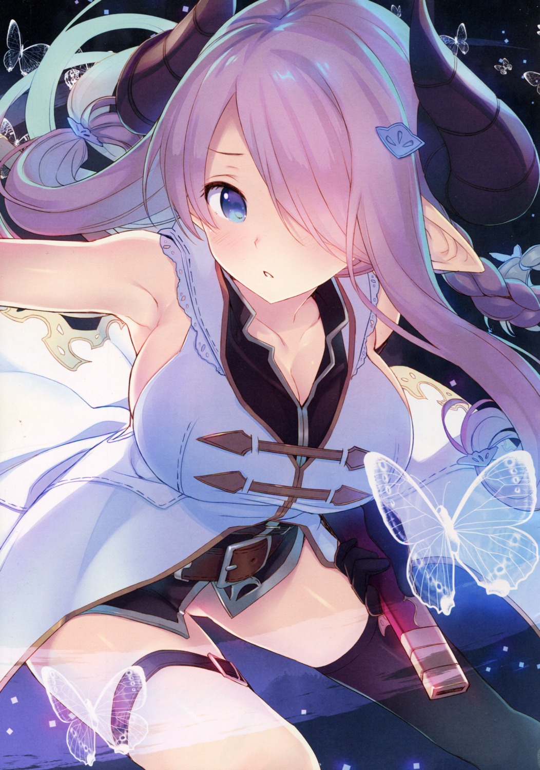 cleavage garter granblue_fantasy horns narumeia_(granblue_fantasy) pointy_ears tatami_to_hinoki thighhighs