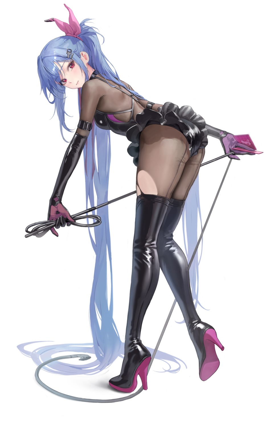 allen_m._sumner_(azur_lane) ass azur_lane bangsom bodysuit heels thighhighs torn_clothes weapon