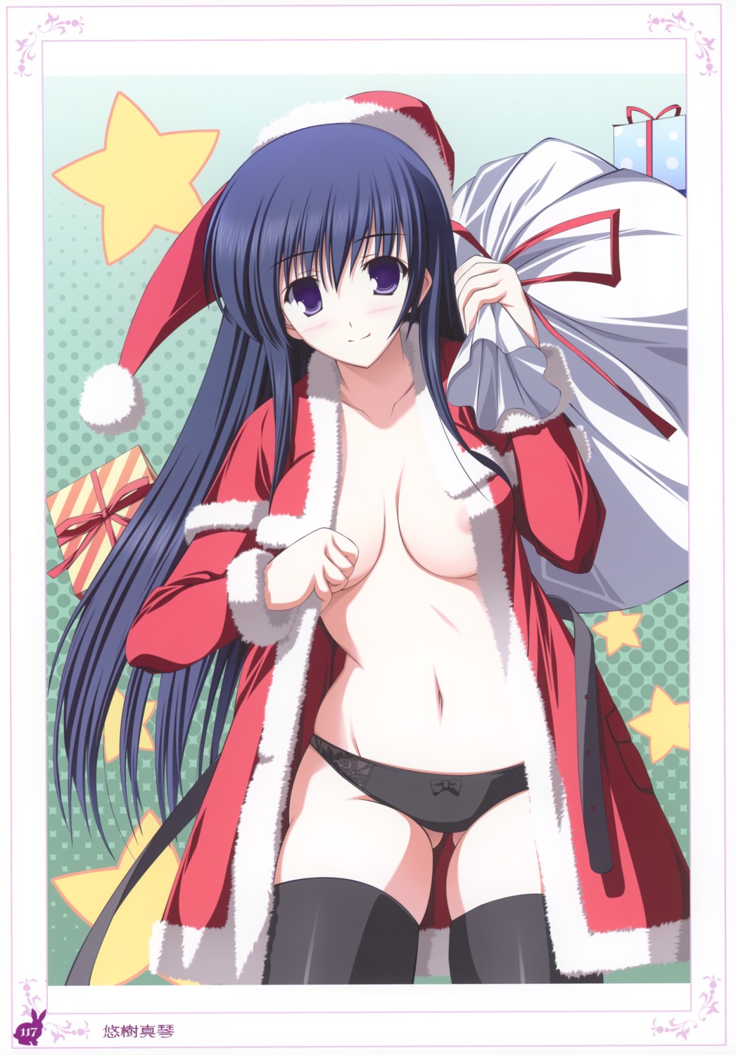 areola christmas no_bra open_shirt pantsu thighhighs yuuki_makoto