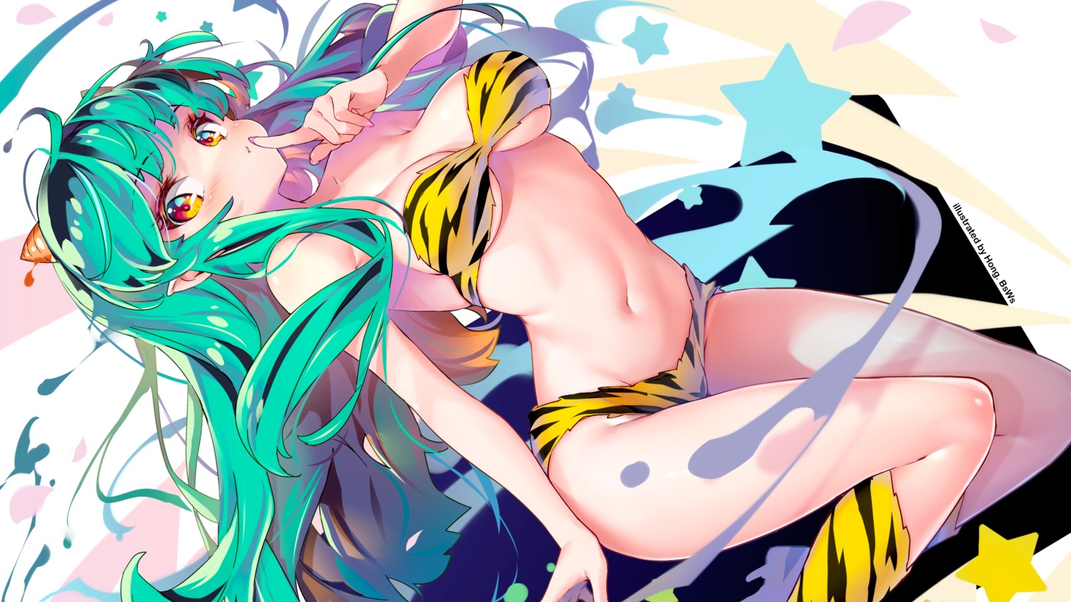 bikini hong_(white_spider) horns lum swimsuits urusei_yatsura wallpaper