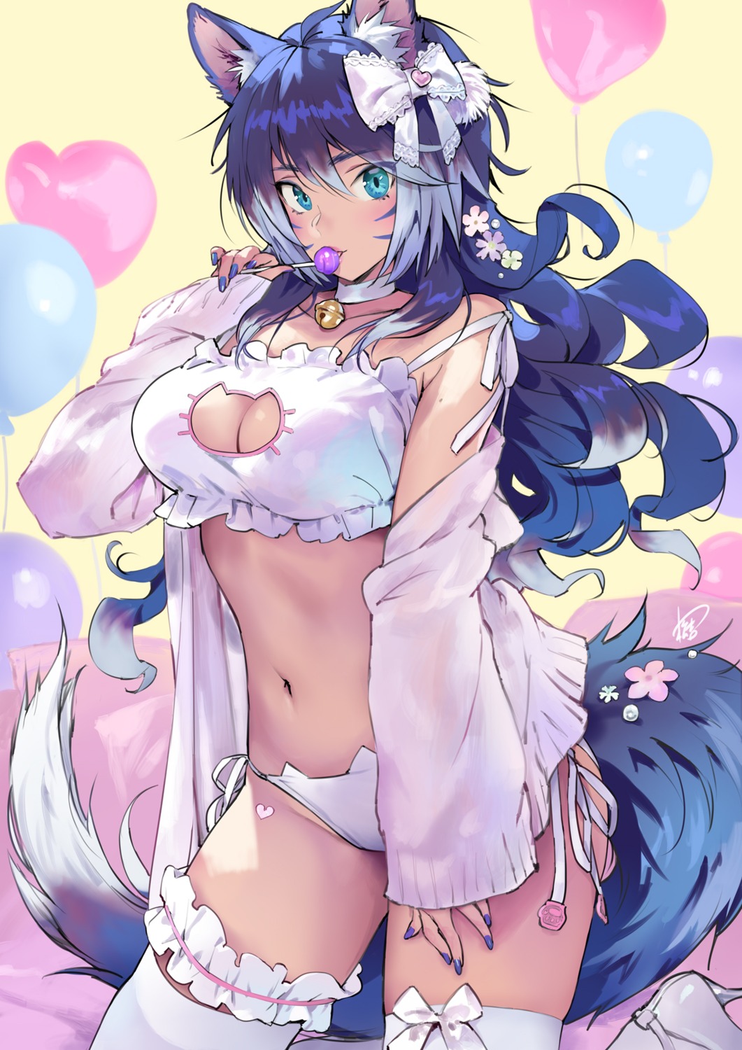 animal_ears bra garter heels matsuda_(matsukichi) nekomimi pantsu string_panties tail thighhighs