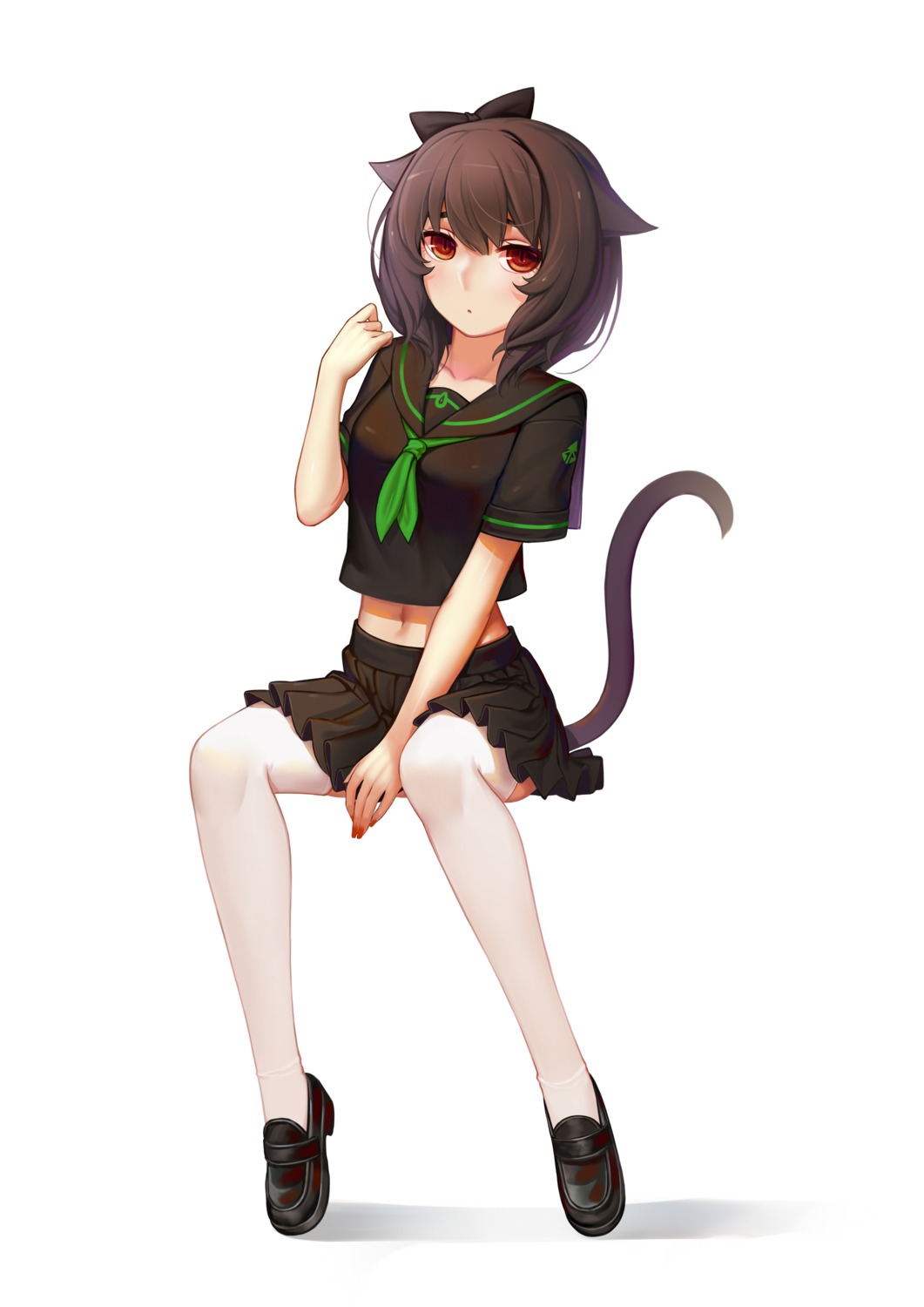 animal_ears nekomimi seifuku sonikey0_0 tail thighhighs