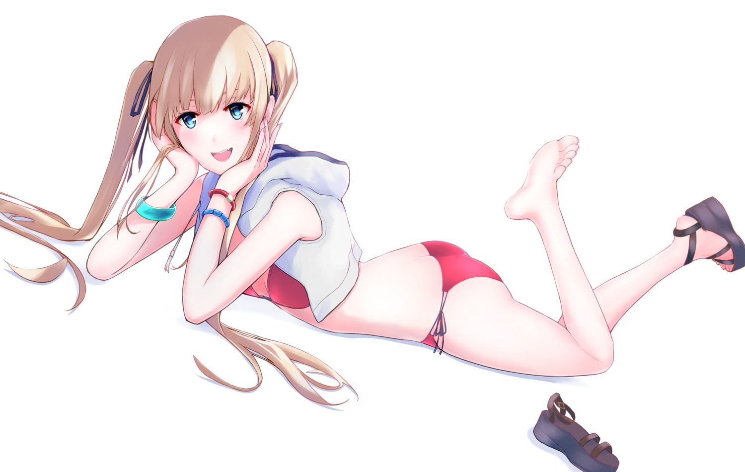 bikini cleavage feet kikuwata open_shirt saenai_heroine_no_sodatekata sawamura_spencer_eriri swimsuits