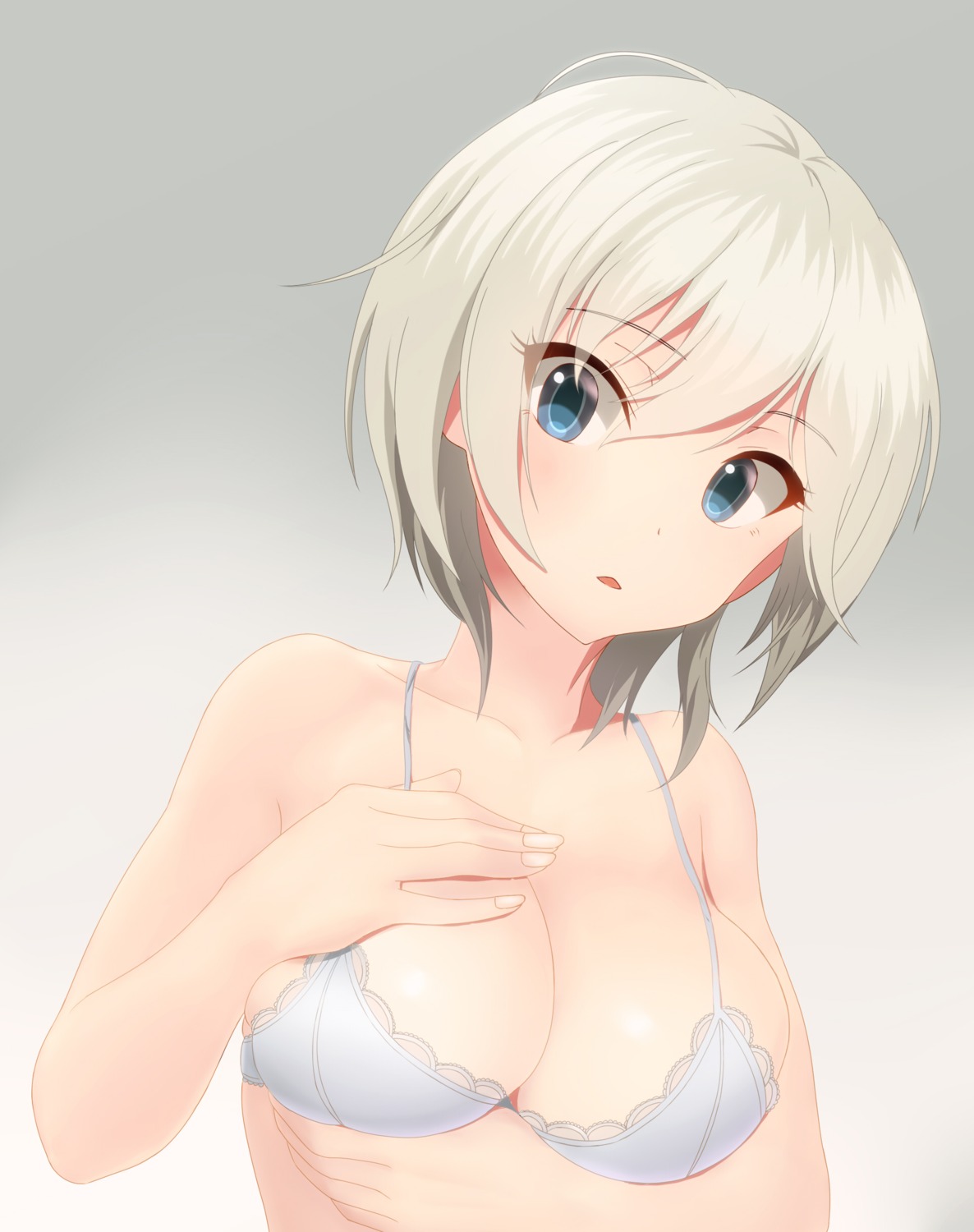 anastasia_(idolm@ster) bra breast_hold cleavage takahiro-kun the_idolm@ster the_idolm@ster_cinderella_girls