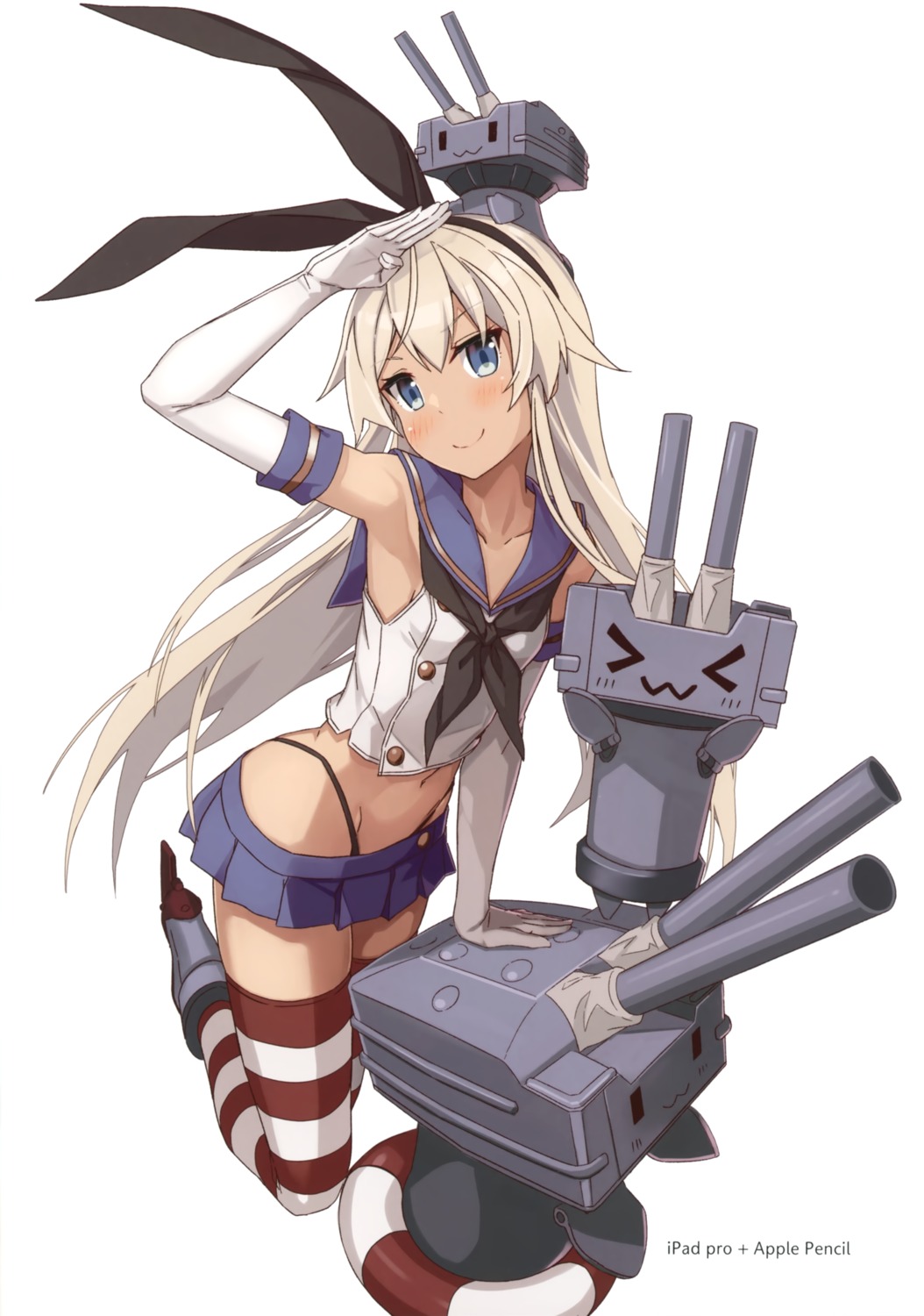 kantai_collection rensouhou-chan seifuku shimakaze_(kancolle) takanashi_kei_(hitsujikan) thighhighs