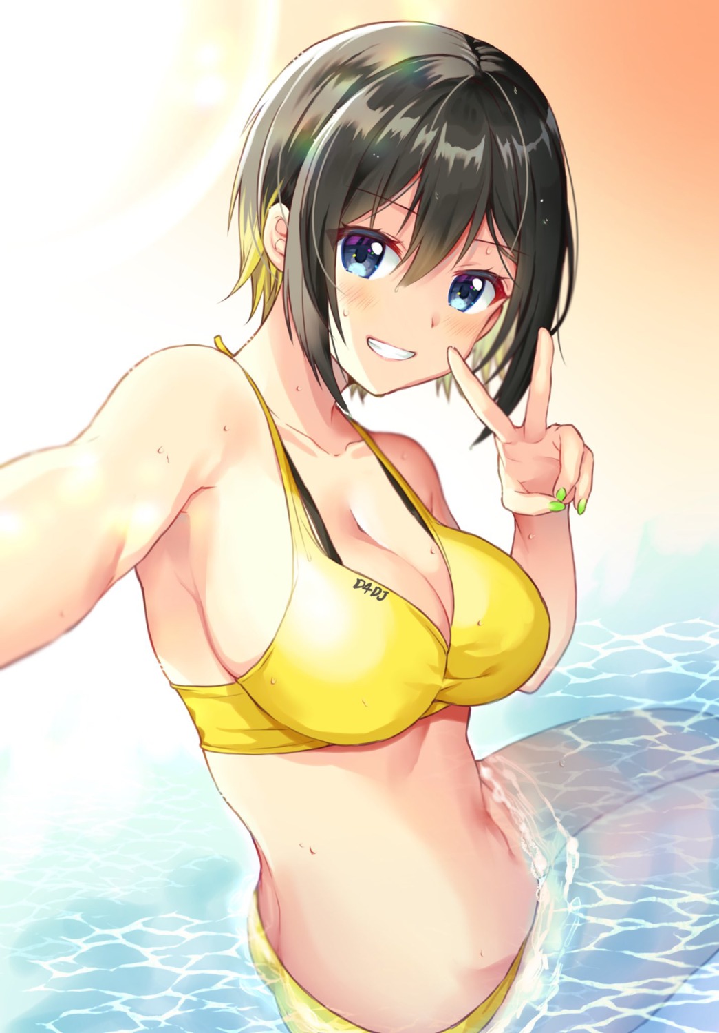 akashi_maho bikini cleavage d4dj swimsuits wet yam_(yamap_mako)