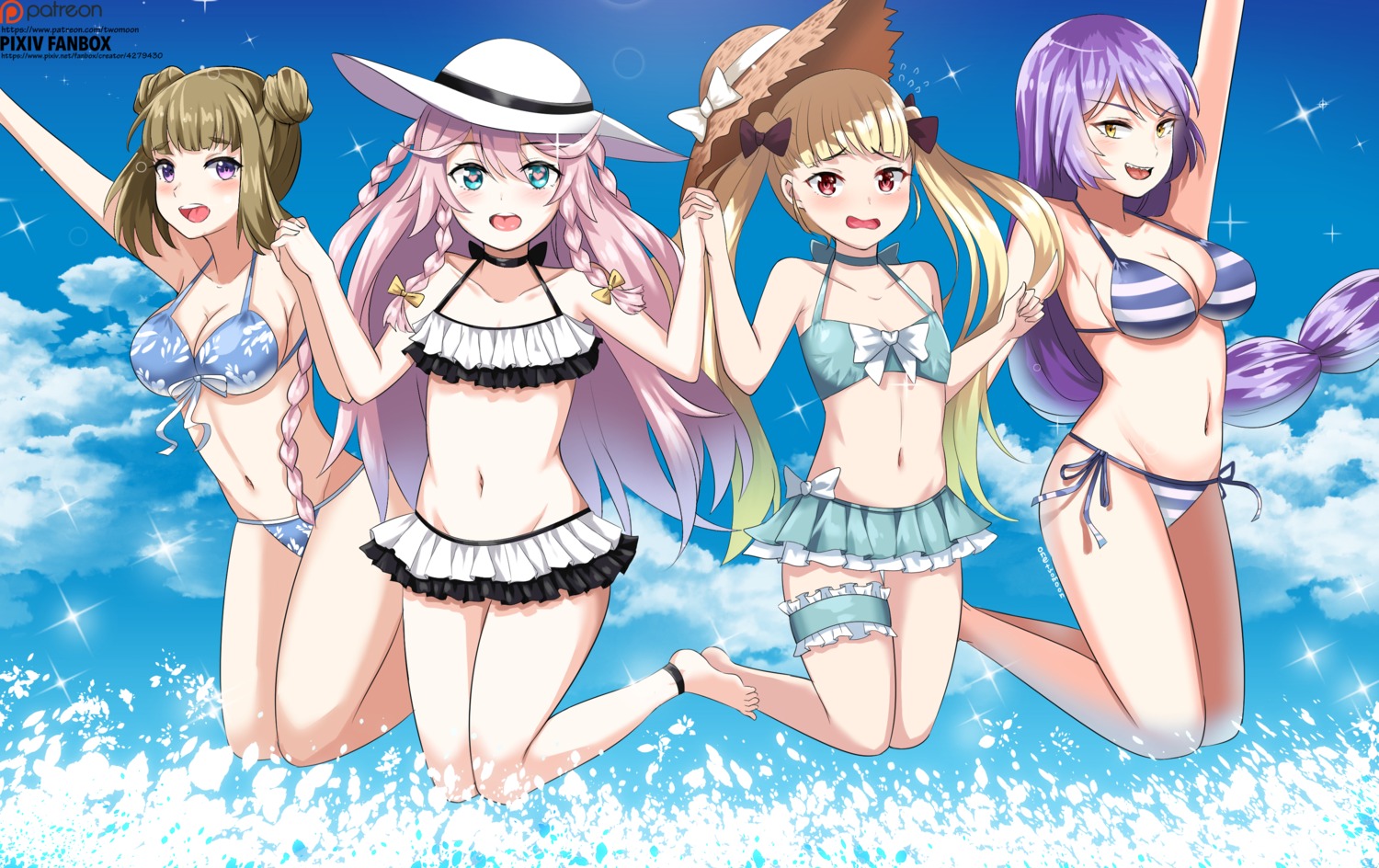 achates_(epic7) angelica_(epic7) bikini clarissa_(epic7) cleavage epic7 garter montmorancy_(epic7) swimsuits twomoon